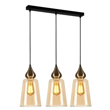 Interior Ellipse Glass Shape 3 Light Island Pendant Bronze Amber - JEREZ1X3S-Island Pendant Lights-CLA Lighting
