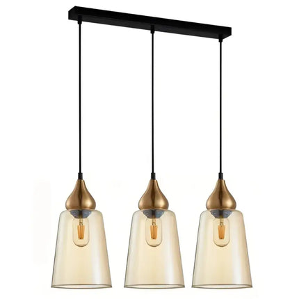 Interior Ellipse Glass Shape 3 Light Island Pendant Bronze Amber - JEREZ1X3S-Island Pendant Lights-CLA Lighting