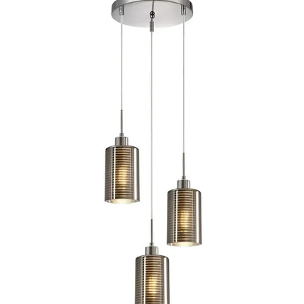 Interior Iron & Chrome Glass 3 Light Cluster Pendant - ESPEJO1X3R-Cluster Pendants-CLA Lighting