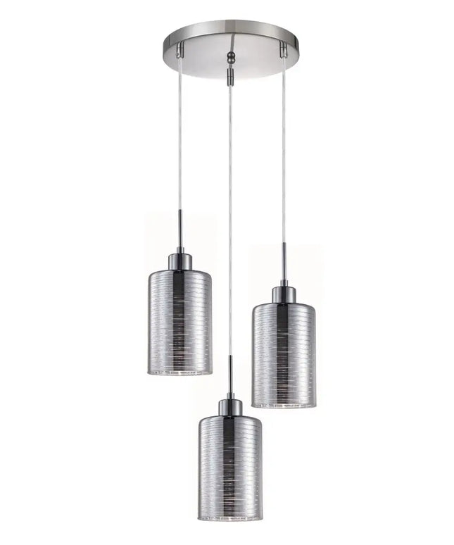 Interior Iron & Chrome Glass 3 Light Cluster Pendant - ESPEJO1X3R-Cluster Pendants-CLA Lighting