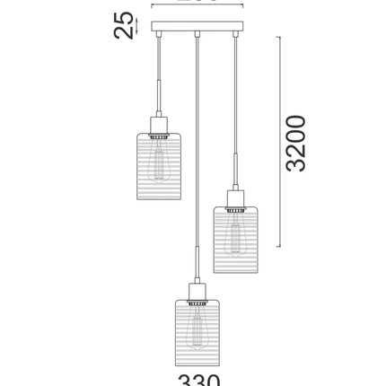 Interior Iron & Chrome Glass 3 Light Cluster Pendant - ESPEJO1X3R-Cluster Pendants-CLA Lighting
