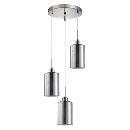 Interior Iron & Chrome Glass With Dotted Effect 3 Light Cluster Pendant - ESPEJO3X3R-Cluster Pendants-CLA Lighting