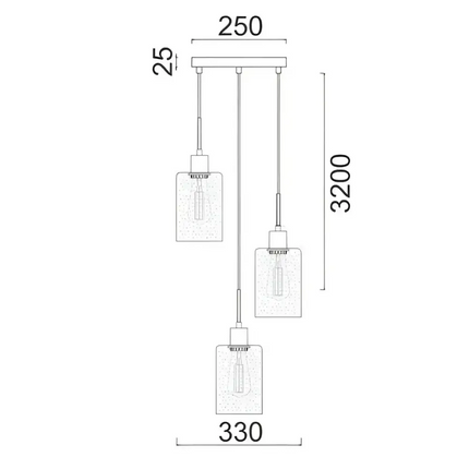 Interior Iron & Chrome Glass With Dotted Effect 3 Light Cluster Pendant - ESPEJO3X3R-Cluster Pendants-CLA Lighting