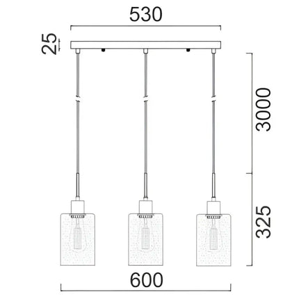 Interior Iron & Chrome Glass With Dotted Effect 3 Light Island Pendant - ESPEJO3X3S-Island Pendant Lights-CLA Lighting