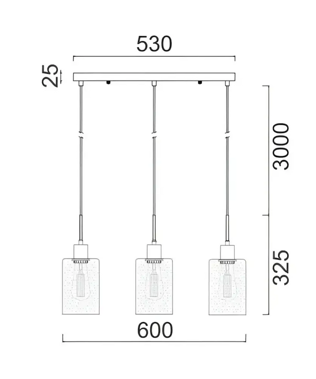 Interior Iron & Chrome Glass With Dotted Effect 3 Light Island Pendant - ESPEJO3X3S-Island Pendant Lights-CLA Lighting