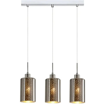 Interior Iron & Chrome Glass With Dotted Effect 3 Light Island Pendant - ESPEJO3X3S-Island Pendant Lights-CLA Lighting