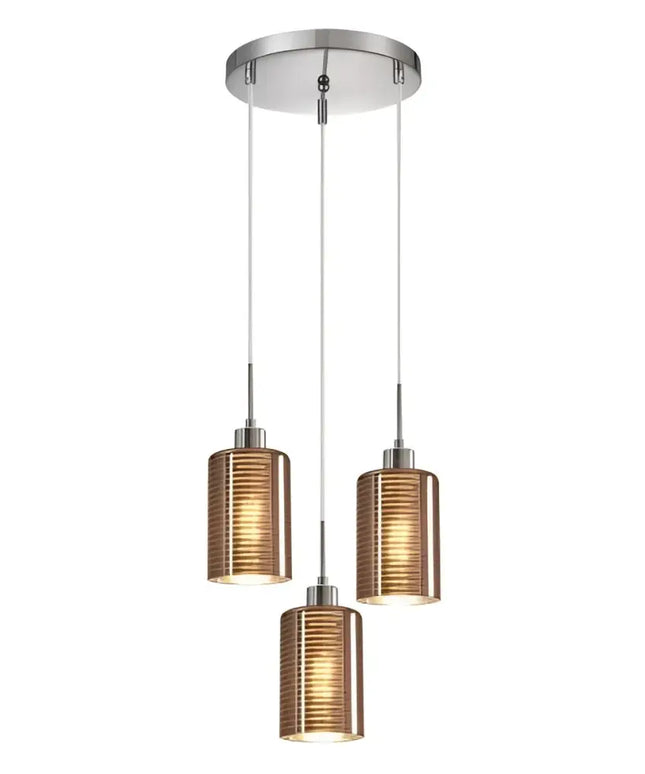 Interior Iron & Rose Gold Glass 3 Light Cluster Pendant - ESPEJO2X3R-Cluster Pendants-CLA Lighting