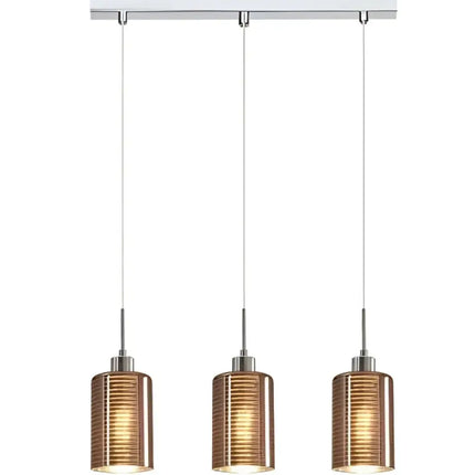 Interior Iron & Rose Gold Glass 3 Light Island Pendant - ESPEJO2X3S-Island Pendant Lights-CLA Lighting