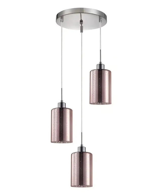Interior Iron & Rose Gold Glass With Dotted Effect 3 Light Cluster Pendant - ESPEJO4X3R-Cluster Pendants-CLA Lighting