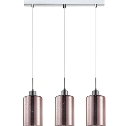 Interior Iron & Rose Gold Glass With Dotted Effect 3 Light Island Pendant - ESPEJO4X3S-Island Pendant Lights-CLA Lighting