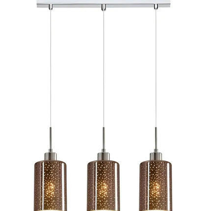 Interior Iron & Rose Gold Glass With Dotted Effect 3 Light Island Pendant - ESPEJO4X3S-Island Pendant Lights-CLA Lighting