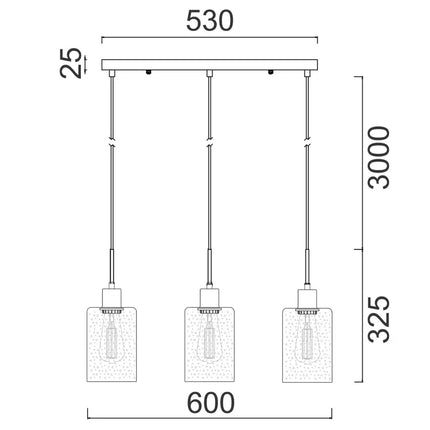 Interior Iron & Rose Gold Glass With Dotted Effect 3 Light Island Pendant - ESPEJO4X3S-Island Pendant Lights-CLA Lighting