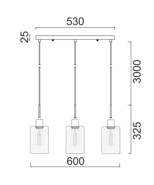 Interior Iron & Rose Gold Glass With Dotted Effect 3 Light Island Pendant - ESPEJO4X3S-Island Pendant Lights-CLA Lighting