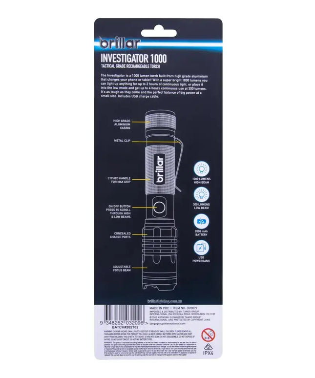 Investigator - 1000 Lumen USB Rechargeable Torch-Flashlights-Brillar
