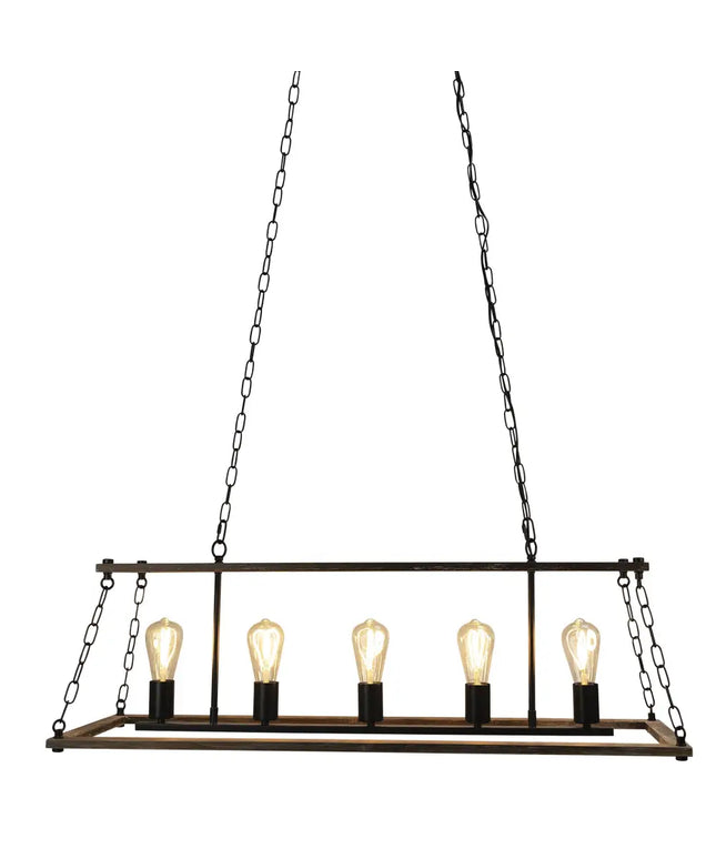 Island 5 Light Pendant Natural / Black - SL65115-Island Pendant Lights-Oriel Lighting