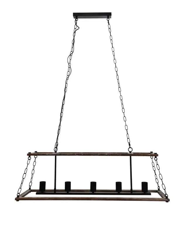 Island 5 Light Pendant Natural / Black - SL65115-Island Pendant Lights-Oriel Lighting