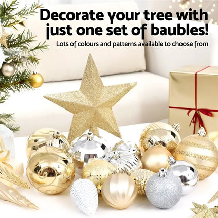 Assorted gold and silver Christmas ornaments for Jingle Jollys 125pcs Decorations Set