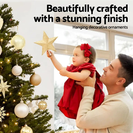 Christmas tree decorated with colorful ornaments from Jingle Jollys 125pcs Decorations Set