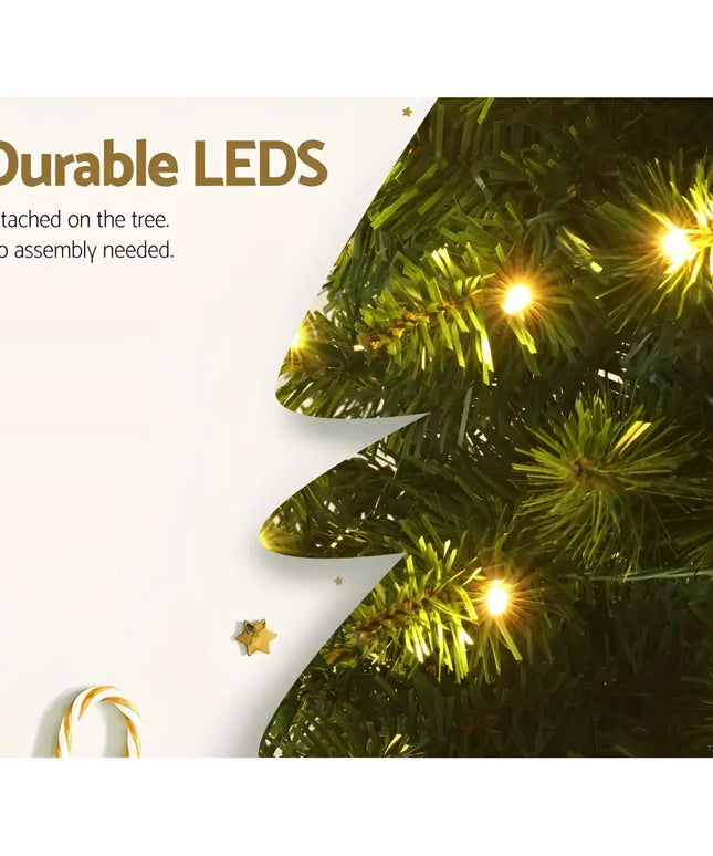 Illuminated artificial Christmas tree with pre-lit 200 LED lights for festive decorations