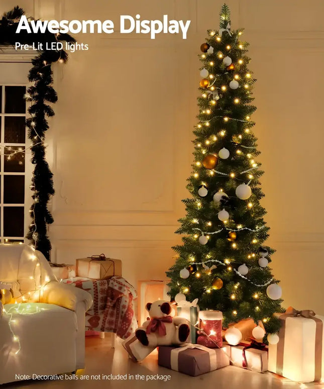 Decorated Jingle Jollys Christmas Tree 1.8m with lights for festive holiday decor