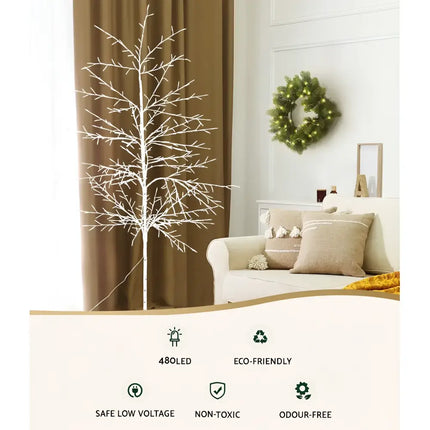 Illuminated white branch tree from Jingle Jollys Christmas Tree 2.1M with warm white LED lights