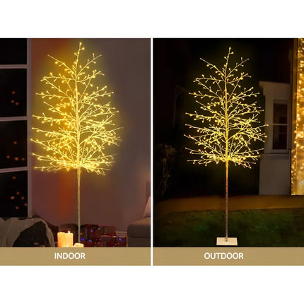 Illuminated decorative Christmas tree with warm white LED lights for festive decor