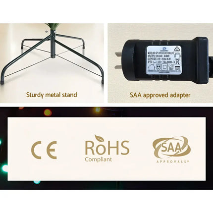 Christmas tree stand, adapter, and compliance logos for Jingle Jollys 2.1m Christmas Tree