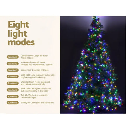Jingle Jollys Christmas Tree 2.1m with multicolored lights and eight light modes