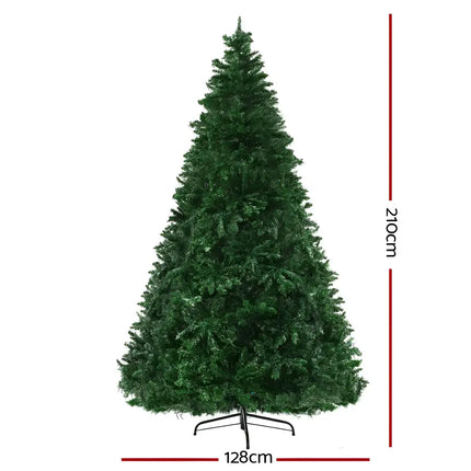 Artificial Christmas tree with dimensions for Jingle Jollys 2.1m Xmas Tree Decoration with 8 Light Modes
