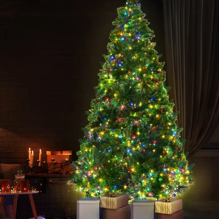 Illuminated Jingle Jollys Christmas Tree 2.1m with gifts and multi-color 8-light modes
