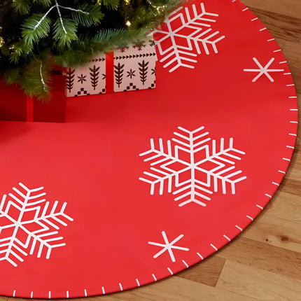 Red Christmas Tree Skirt with White Snowflakes from Jingle Jollys 120cm Ornament Collection
