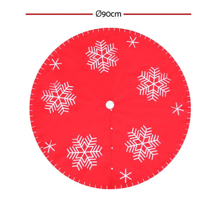 Jingle Jollys Christmas Tree Skirt 90cm Snowflake Ornaments Party Decorations - Occasions > Christmas > Christmas