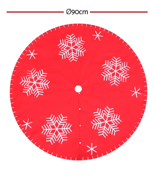 Jingle Jollys Christmas Tree Skirt 90cm Snowflake Ornaments Party Decorations - Occasions > Christmas > Christmas