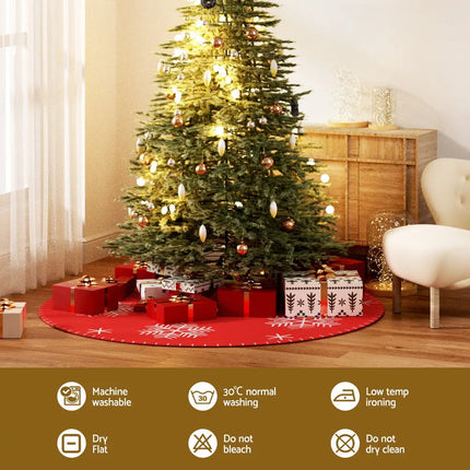 Jingle Jollys Christmas Tree Skirt 90cm Snowflake Ornaments Party Decorations - Occasions > Christmas > Christmas