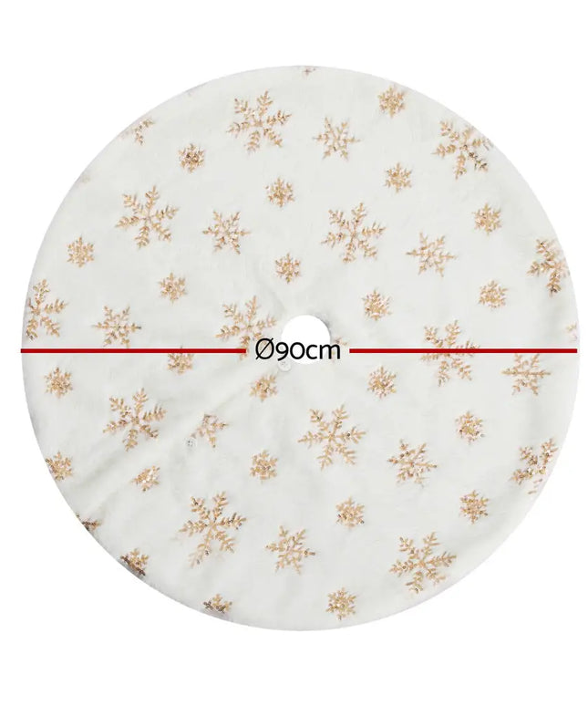 Jingle Jollys Christmas Tree Skirt 90cm Snowflake Ornaments Xmas Decorations - Occasions > Christmas > Christmas