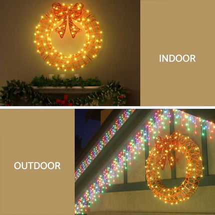 0.6M Christmas Lights 160 LED Motif Solar Wreath Xmas Decorations Jingle Jollys - Occasions > Christmas > Outdoor