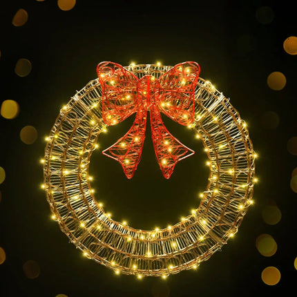 0.6M Christmas Lights 160 LED Motif Solar Wreath Xmas Decorations Jingle Jollys - Occasions > Christmas > Outdoor