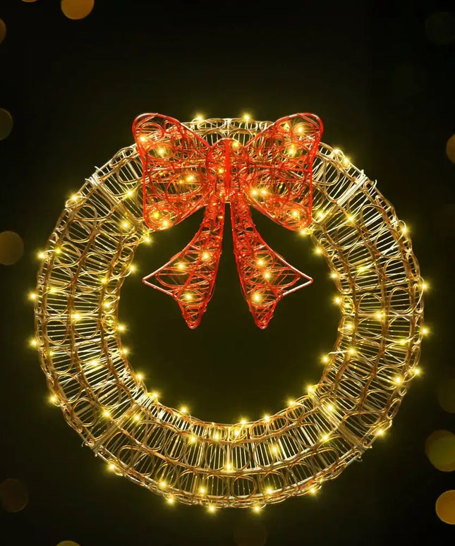 0.6M Christmas Lights 160 LED Motif Solar Wreath Xmas Decorations Jingle Jollys - Occasions > Christmas > Outdoor