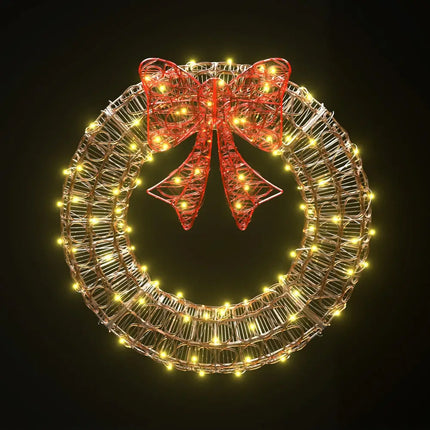 0.6M Christmas Lights 160 LED Motif Solar Wreath Xmas Decorations Jingle Jollys - Occasions > Christmas > Outdoor