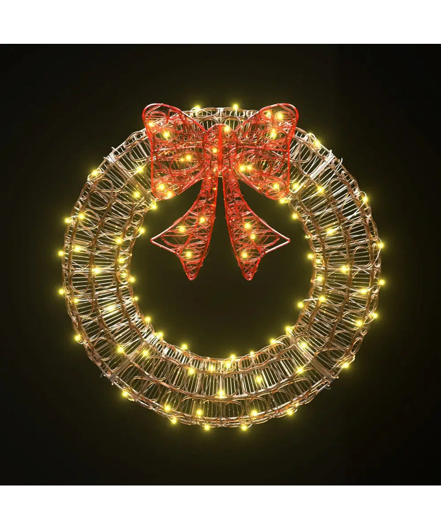 0.6M Christmas Lights 160 LED Motif Solar Wreath Xmas Decorations Jingle Jollys - Occasions > Christmas > Outdoor