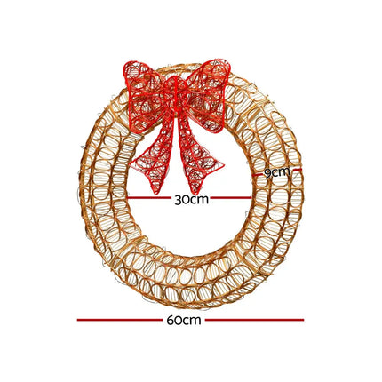 0.6M Christmas Lights 160 LED Motif Solar Wreath Xmas Decorations Jingle Jollys - Occasions > Christmas > Outdoor