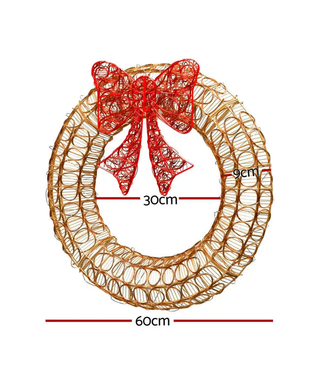 0.6M Christmas Lights 160 LED Motif Solar Wreath Xmas Decorations Jingle Jollys - Occasions > Christmas > Outdoor