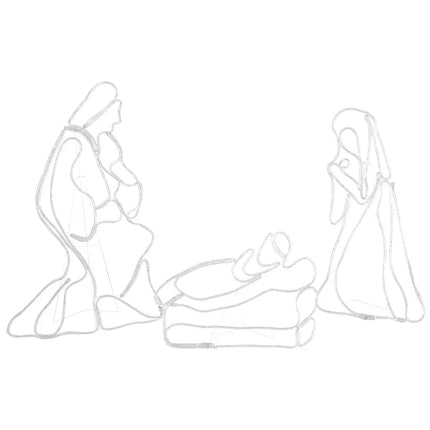 Outline of Nativity scene depicted with Jingle Jollys LED Christmas Lights outdoor Christmas light
