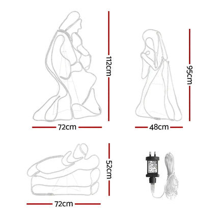 Outline of Nativity scene with dimensions for Jingle Jollys LED Outdoor Christmas Lights