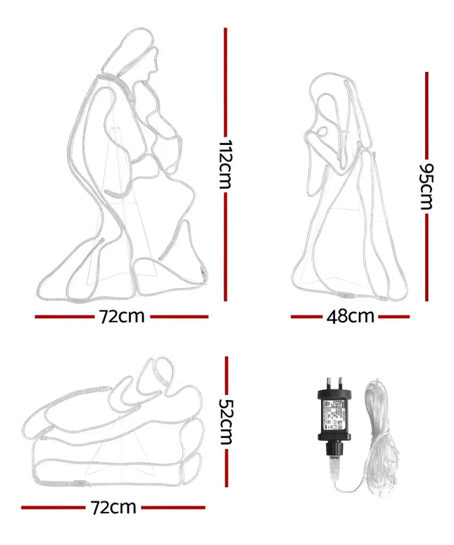 Outline of Nativity scene with dimensions for Jingle Jollys LED Outdoor Christmas Lights