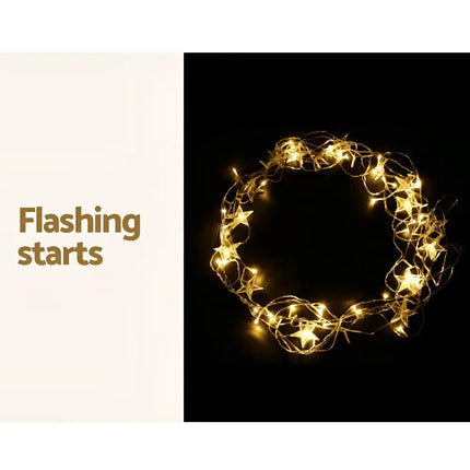 Star-shaped fairy lights from Jingle Jollys Solar Christmas Lights 80 LED 3M Icicle Light Decorations