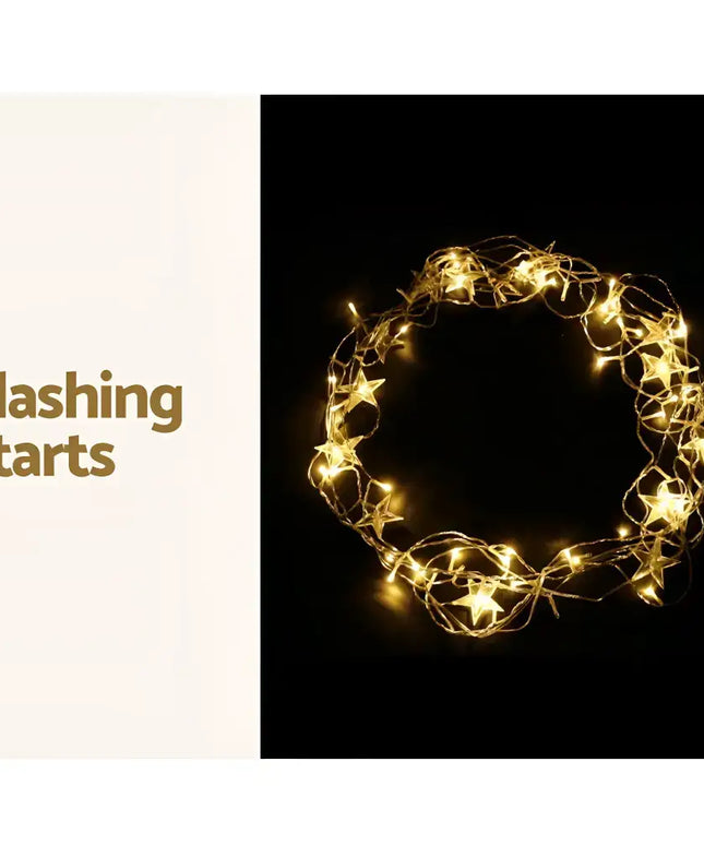 Star-shaped fairy lights from Jingle Jollys Solar Christmas Lights 80 LED 3M Icicle Light Decorations