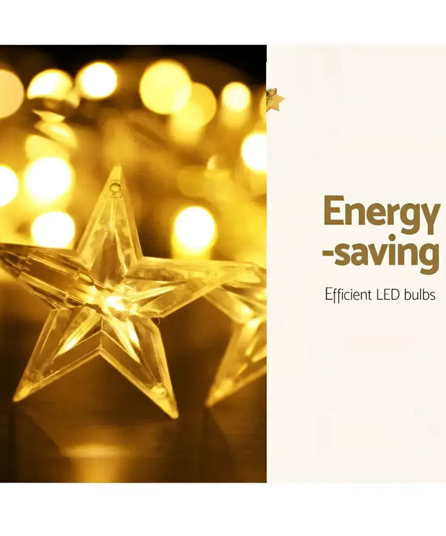 Star-shaped string lights from Jingle Jollys Solar Christmas Lights product display