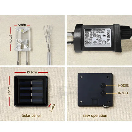 Solar-powered string light components for Jingle Jollys Solar Christmas Lights 80 LED Icicle Decorations