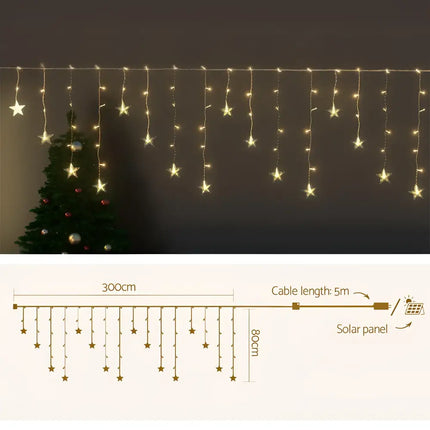 Star-shaped solar-powered string lights from Jingle Jollys for festive decoration